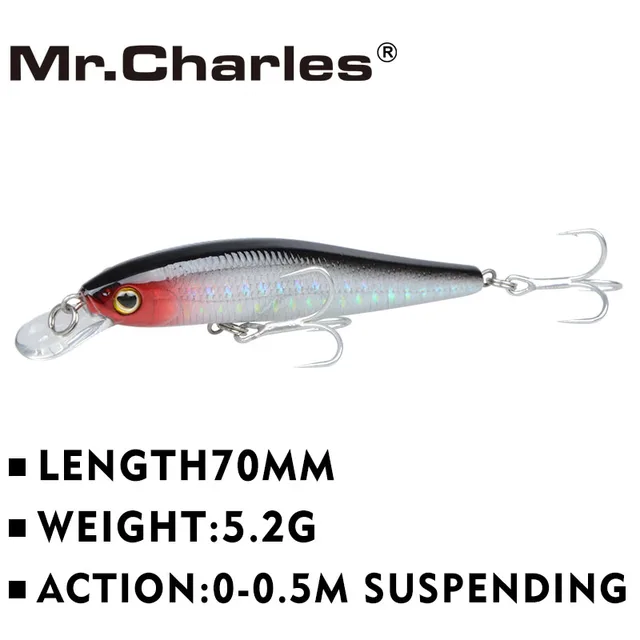US $3.28 Mr.Charles CMC030 Fishing Lures 70mm/5.2g 0-0.5m Suspending Minnow Hard Aritificial Wobblers Crankb