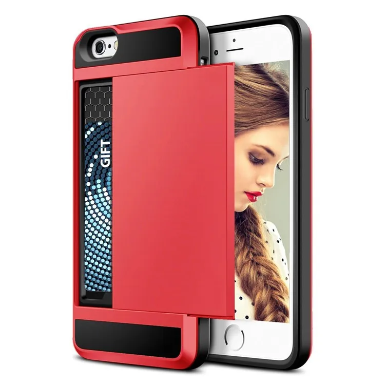 New Hybrid Tough Capa Case For iphone 5 5S SE 6 6S 7 8 Plus Slider Card Holder Wallet Armor Phone Back Cover for iphone X XS Max phone cases for iphone 8