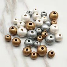 DIY ручной работы золотые серебряные жемчужные шарики ручной работы деревянные свободные бусины для ожерелья браслет ювелирных изделий Защита окружающей среды