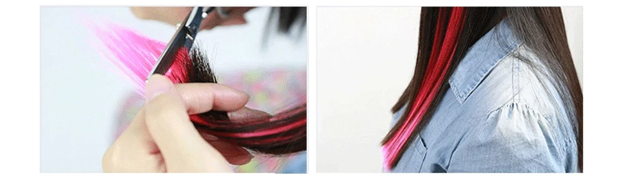 sintético brilhante arco-íris cabelo pedaço brilhando na escuridão