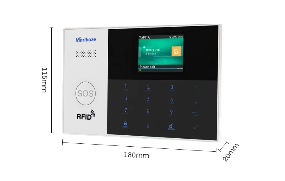 Marlboze Wi-Fi GSM GPRS Сигнализация приложение пульт дистанционного управления RFID карта Arm с цветным экраном SOS Кнопка языки переключаемый
