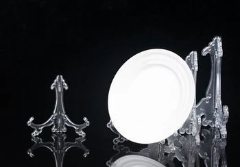 

8 inches clear plastic Plate photo frame holder plate dish saucer display showing stand holder rack