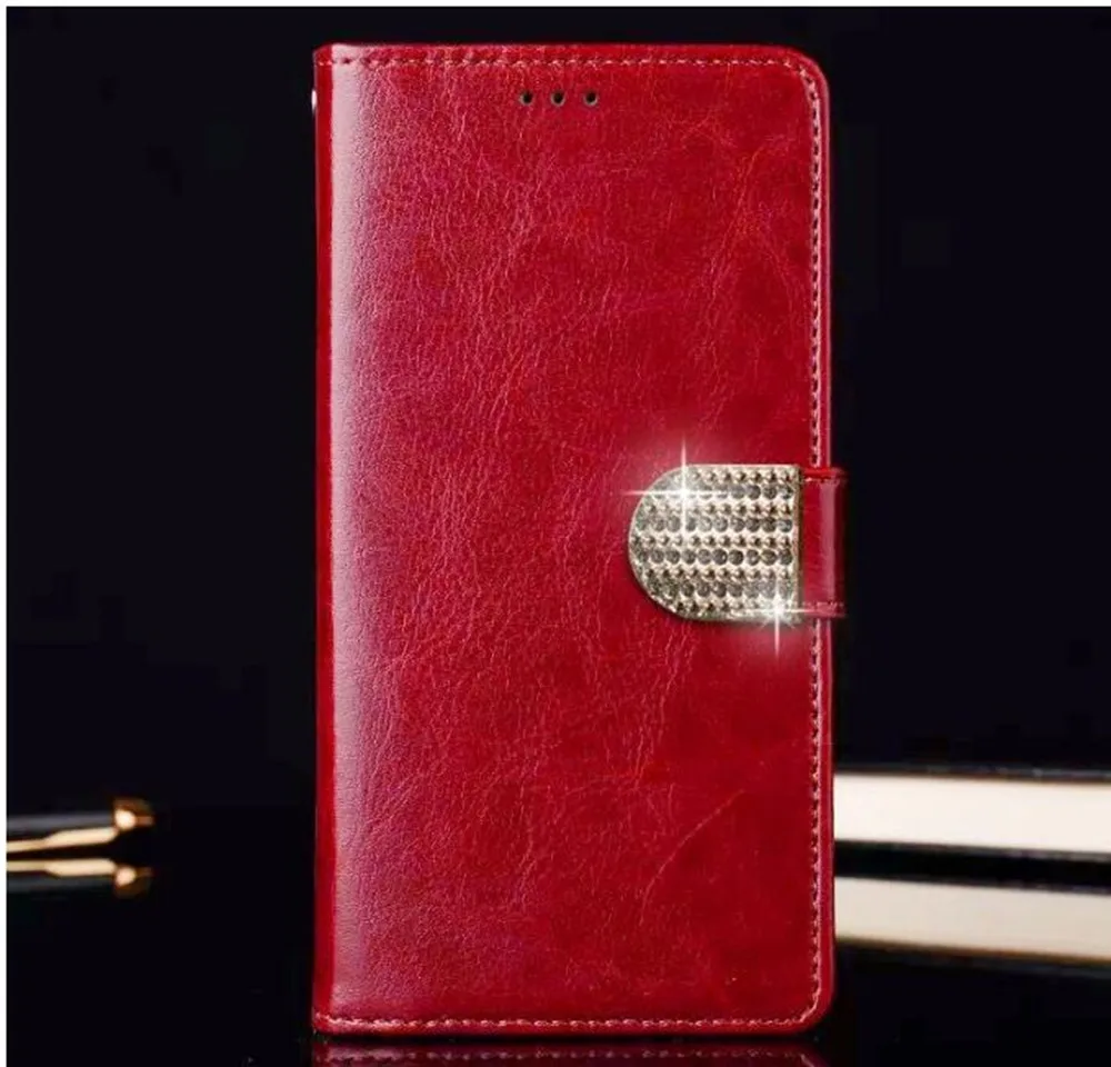 Роскошный кожаный чехол-книжка из искусственной кожи+ чехол-бумажник чехол для Philips S257 S395 S318 S327 S326 S653 X586 S337 S616 Xenium X598 S386 X588 чехол - Цвет: Red With diamond