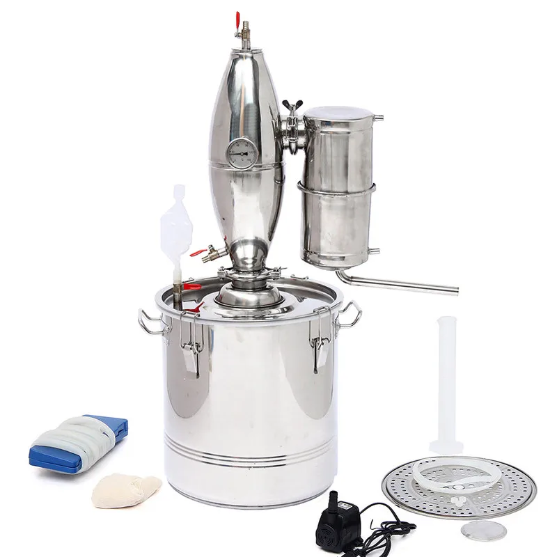 

30L DIY Home Distiller Moonshine Alcohol Stainless Copper Water Wine Essential Oil Brewing Kit