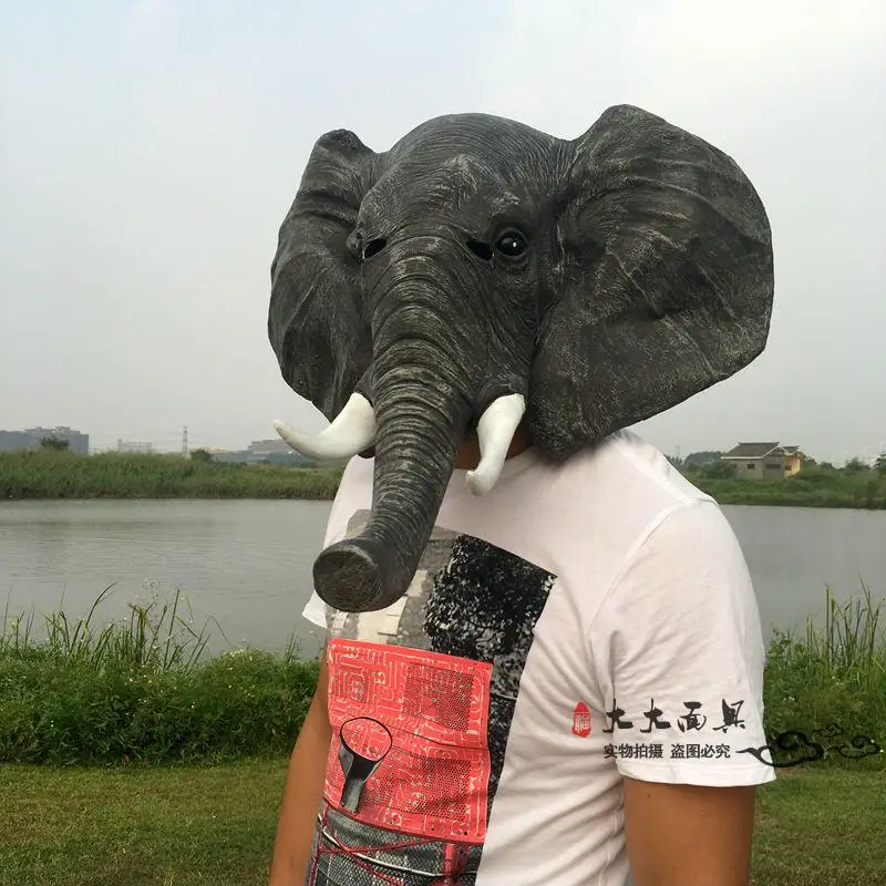 

Top Grade Elephant Masks Halloween Adult Animal Mask Realistic Dinosaur Mask Cosplay Props Party Fancy Dress Crocodile head Mask