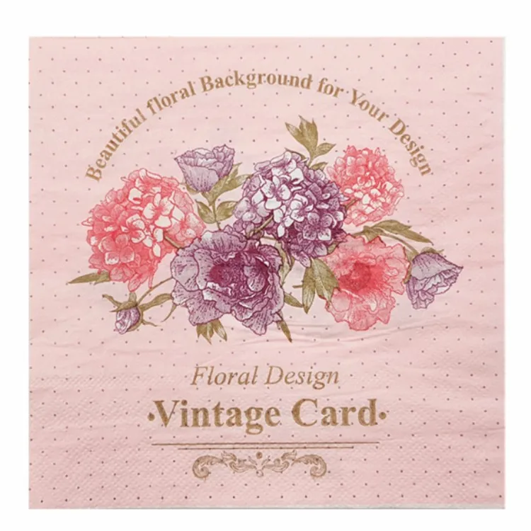 20 винтажные салфетки бумаги цветочные ткани цветок розовый фиолетовый декупаж Свадебные даже вечерние на день рождения отель servilletas
