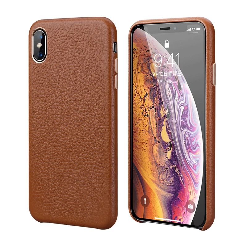 Роскошный металлический чехол с кнопкой громкости для iPhone XS MAX/X/XS/XR/7 8 Plus, винтажный тонкий мягкий чехол из натуральной кожи