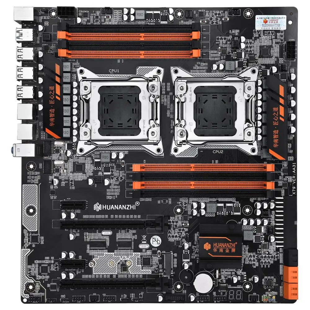 Материнская плата с разъемом M.2 huanzhi двойная материнская X79 8 DIMMs DDR3 двумя CPU Xeon E5 2670