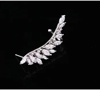 

925 Sterling Silver Needle Zircon Angel Wings Stud Earrings For Women Bijoux Fashion Jewelry Ear Cuff Cute Gift