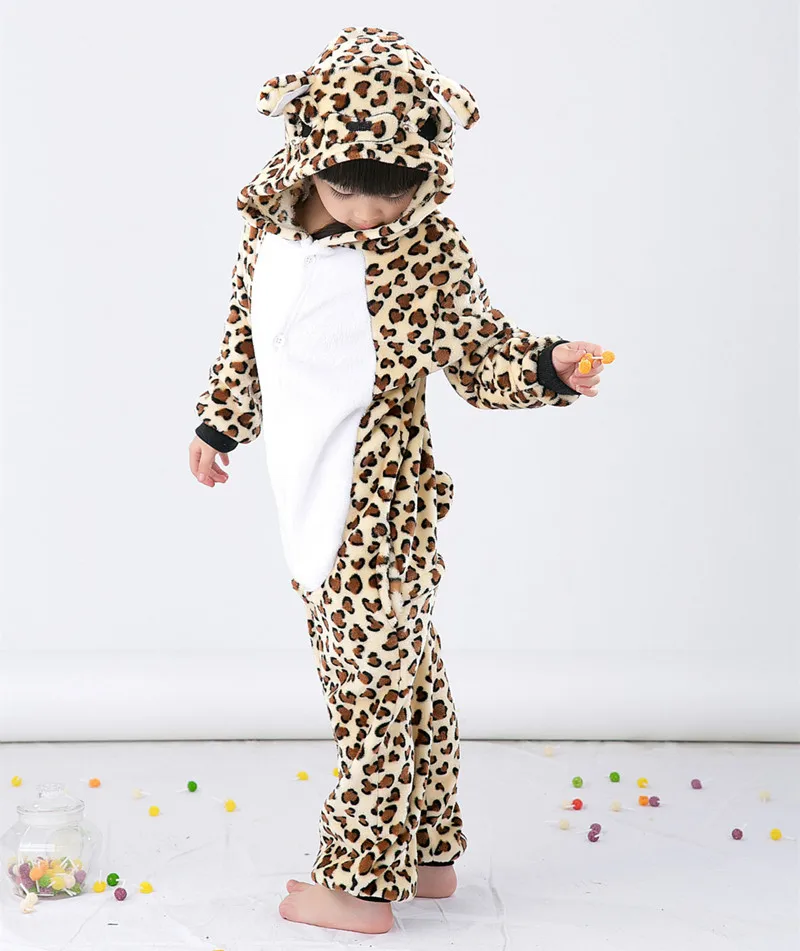 Children Cartoon Kigurumi Leopard Bear Kids Onesies Pajamas Cosplay Costume Clothing For Halloween Carnival New Year Party cosplay costumes children pajamas kigurumi pajamas