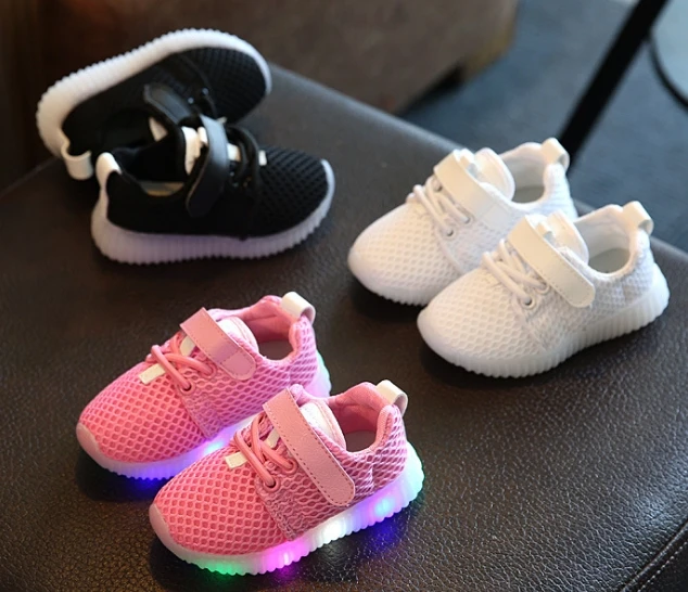 2019 automne nouveau à la mode net respirant rose loisirs sport chaussures de course pour filles chaussures blanches pour garçons marque enfants chaussures