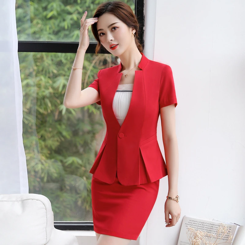 Red skirt suit plus size Clearance
