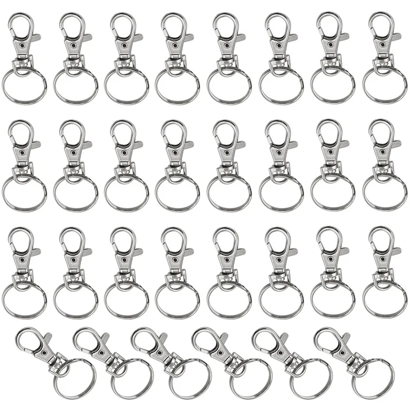 

30/20 pcs Swivel Lobster Clasps Detachable Split Keyring Metal Silver Key Holder Business Key Chain Keyfob Keychain Organizer