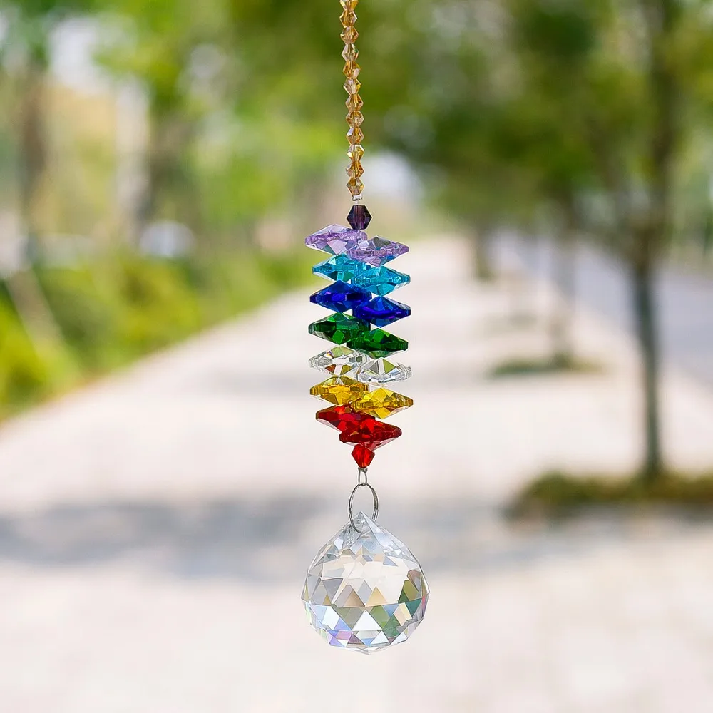 H&D Set of 2,Chakra Suncatcher Crystal Ball Prism Pendant Rainbow Maker Window Sun Catcher Ornaments Home Decor Wedding Favors