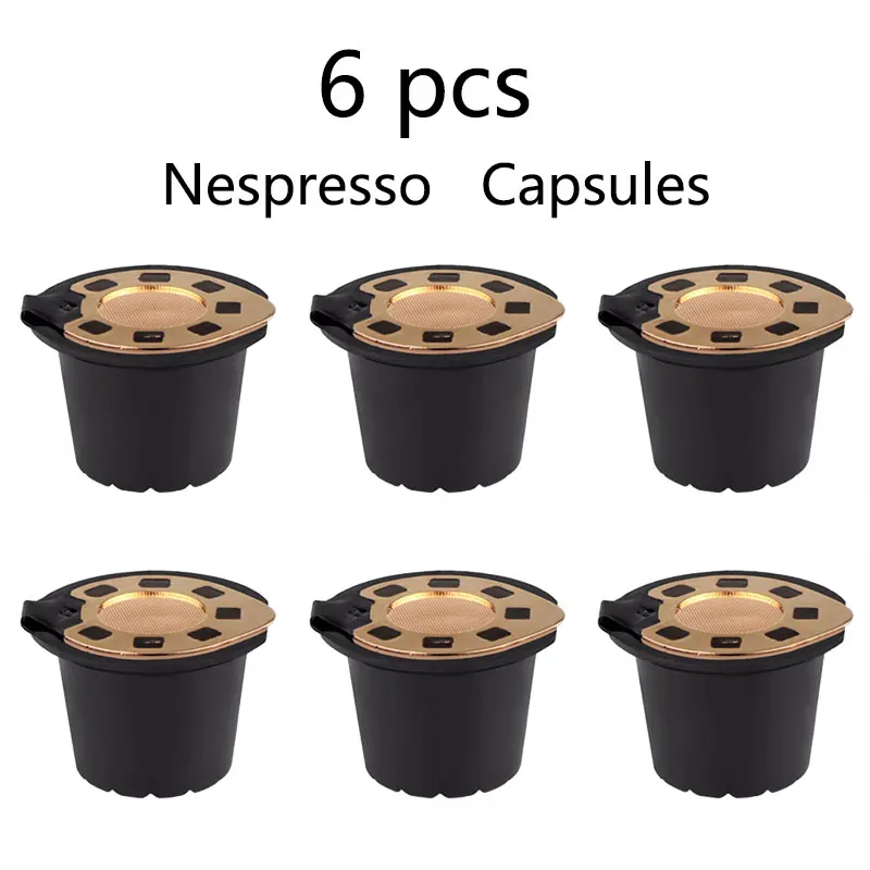 6pcs 24K Nespresso Gold Refillable Reusable Coffee Capsule Filter For