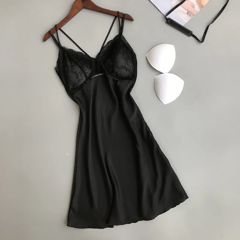 Сексуальная кружевная женская ночная рубашка, дамское нижнее белье, одежда для сна, атласное Ночное платье, ночная юбка, ночные рубашки для женщин
