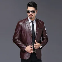 Осень COCO Коллекция Мужская кожаная куртка бизнес лацканы однобортный костюм мода чистый цвет