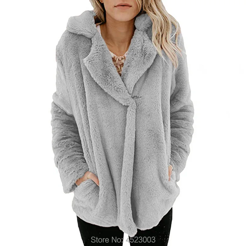 Женское зимнее теплое пальто из искусственного меха, толстовки, одноцветная длинная куртка с капюшоном, верхняя одежда, пальто