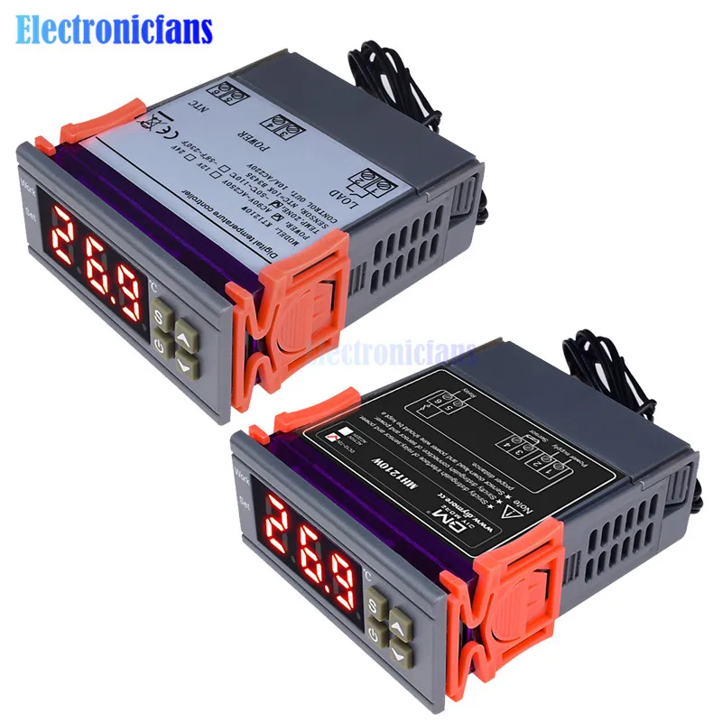 Цифровой регулятор температуры MH1210W AC 90-250V DC 9-72V 10A регулятор термостата с датчиком NTC контроль нагрева и охлаждения