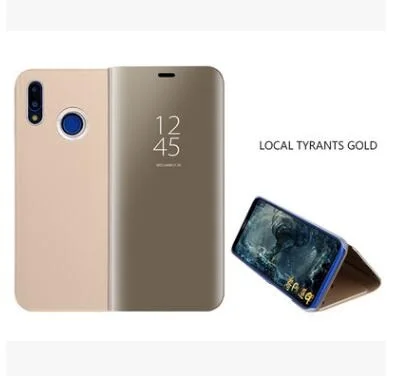 Золотой Для huawei P20 p20pro p20lite интеллектуальная зеркальная крышка с гальваническим покрытием вертикальный кронштейн защитная крышка - Цвет: Золотой