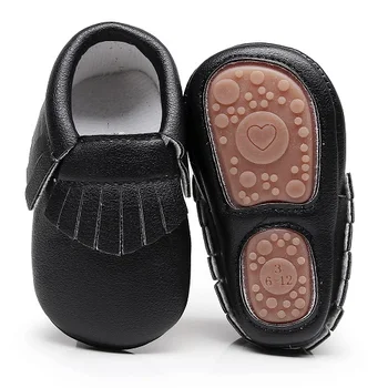 

Hard sole baby moccasins soft PU Leather tassel baby shoes Non-slip first walkers boys and girls shoes for 0-24M hot sale