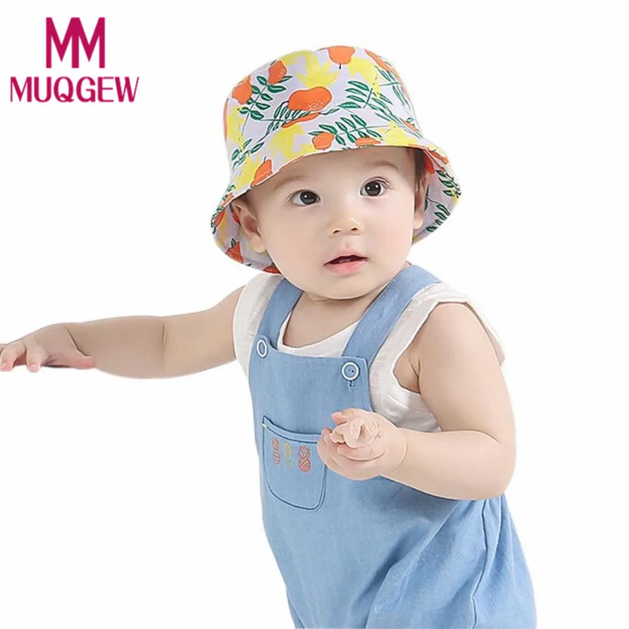 sun sun hats Two sided caps Pear Fruit Print baby children