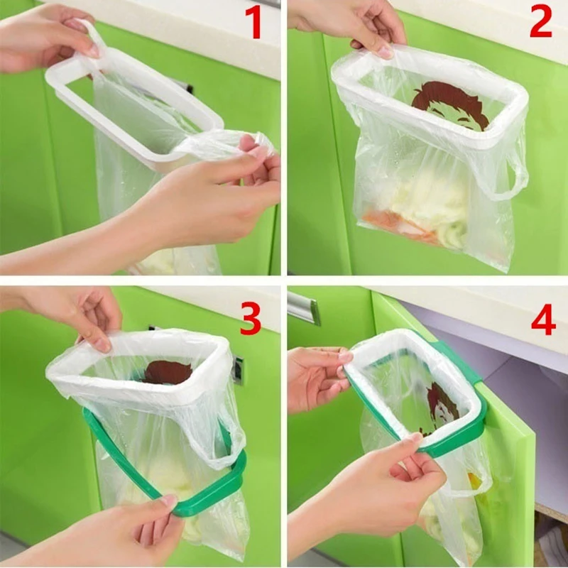JX-LCLYL 1pc Garbage Bag Holder Plastic Bracket Stand Rack Kitchen Trash Storage Hanger