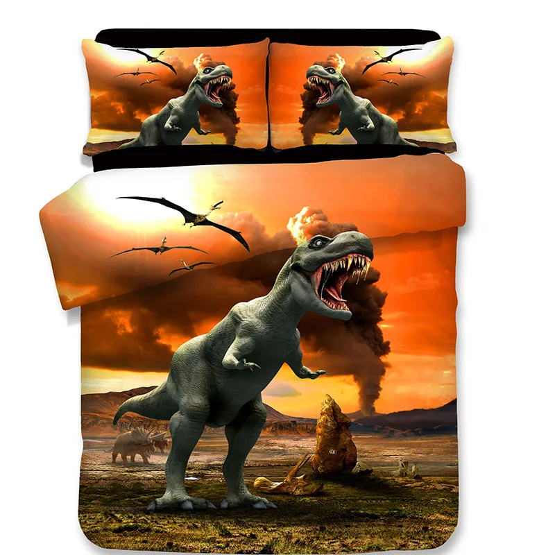 

NEW 3D Dinosaur Cartoon Children Duvet Cover Set 3Pcs Set Twin Full Queen King Bedding Sets housse de couette luxury bedclothes