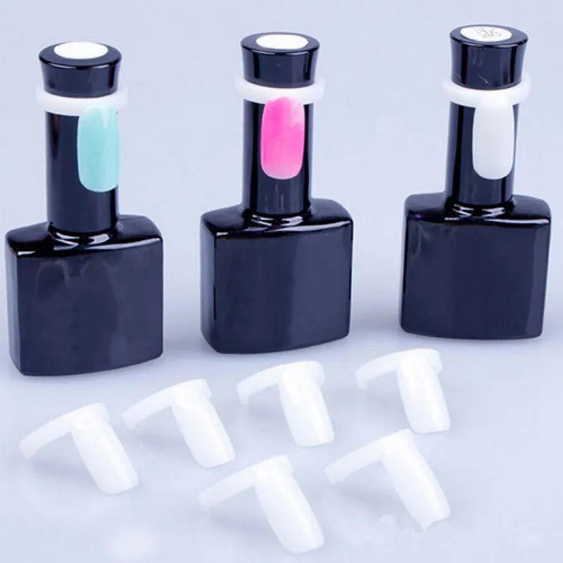 Shellhard 50pcs DIY Plastic Nail Display Ring Style Nail Tips Display Nail Polish UV Gel  Practice Training Manicure Tool