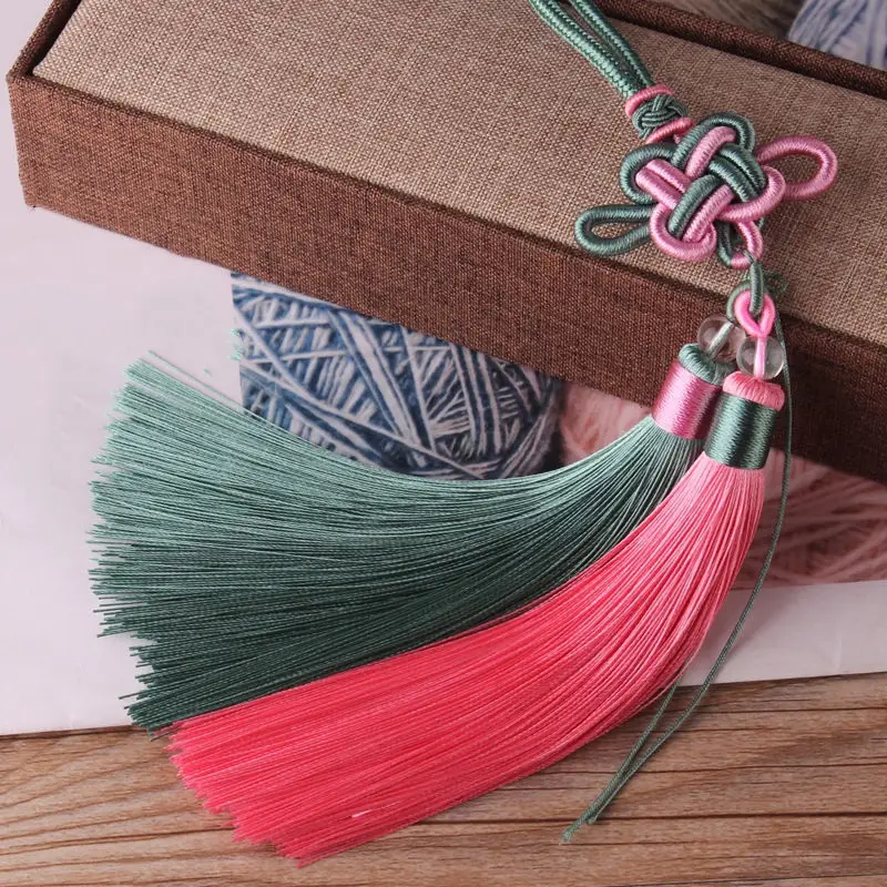 Смешанные цвета китайские узлы льда шелковые кисточки для DIY ювелирных изделий занавеска для дома Швейные аксессуары Автомобильный ключ сумка Подвеска для изготовления кисточкой - Цвет: Pink-Green