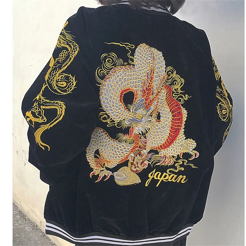 

Spring and Autumn New Japanese Heavy Industry Embroidered Velvet Baseball Suit Couple Jackets for Men and Women streetwear