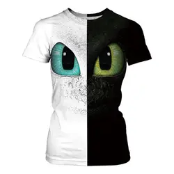 Футболка унисекс с принтом «глаза Беззубика», крутая футболка с 3D рисунком, футболки с героями мультфильмов, Как приручить дракона