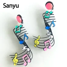 Собственный дизайн, цветные серьги-капельки с музыкальными нотами, ассиметричные длинные висячие серьги с геометрическими кисточками