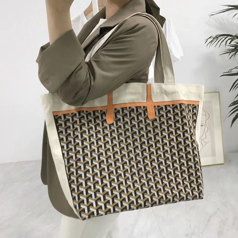

Women Canvas Tote Bag Handbag Geometric Print Portable Shoulder Shopping Bag Top-Handle Bags Handbags High Capacity Stroller Bag