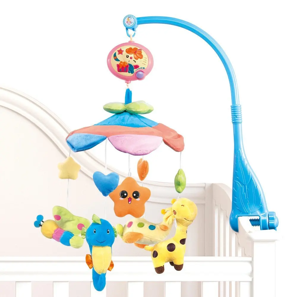

Flash Baby Bedding Crib Musical Mobile with Hanging Rotating Soft Colorful Plush Dolls 20 Melodies Electric Bed Rattles Toys