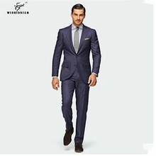 WEONEDREAM деловой костюм джентльмена высокого качества изготовленный на заказ темно-синий мужской костюм, Свадебный костюм для жениха