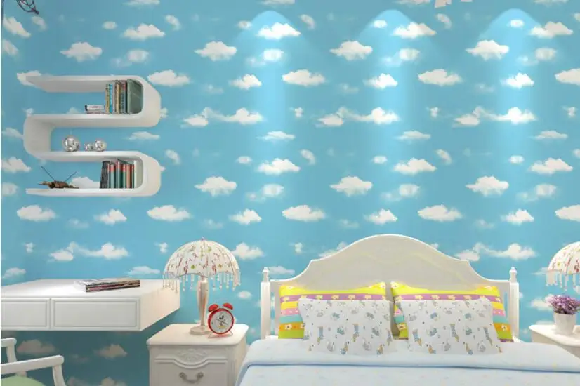Beibehang 3D голубое небо белое облако обои эко нетканых материалов спальня гостиная ребенок задний план папье peint скачать