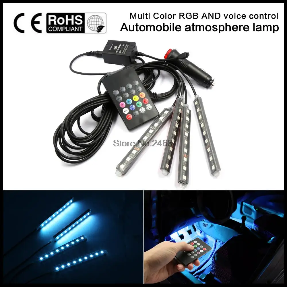 2016 Interior Decorative Atmosphere Neon Light Lamp LED Wireless Multi Color RGB Voice Sensor Sound music