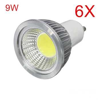 

6Pcs Super Power GU10 LED lamp AC85-265V AC110V 220V 230V 240V LED COB Spot light Bulb light 9W High Luminous Spotlight