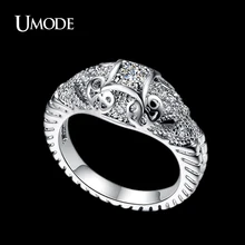 UMODE Brand Bijoux Fantaisie Femme White Gold Color Top Grade Cubic Zirconia Engraving Vintage Rings For