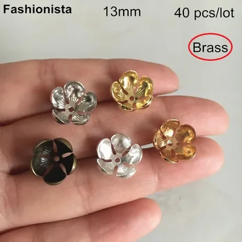 

40 pcs -13mm Brass Bead Caps,Bowl Shape 5 Petal Flower Bead Caps For Jewelry Making,Gold-color,Silver-color,Steel Color,Bronze