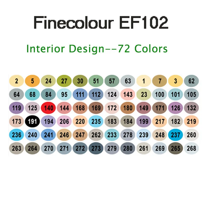 Finecolour EF102 двухсторонняя 72 цвета Кисть ручка искусство маркеры профессиональные для искусства эскиз окраска живопись манга и дизайн - Цвет: 72 interior