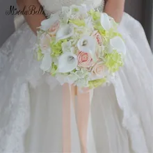 Modabelle белый зеленый коралловые розы Букеты Свадебные Винтаж Флорес artificiais ramo de Novia Калла Лили свадебные букеты