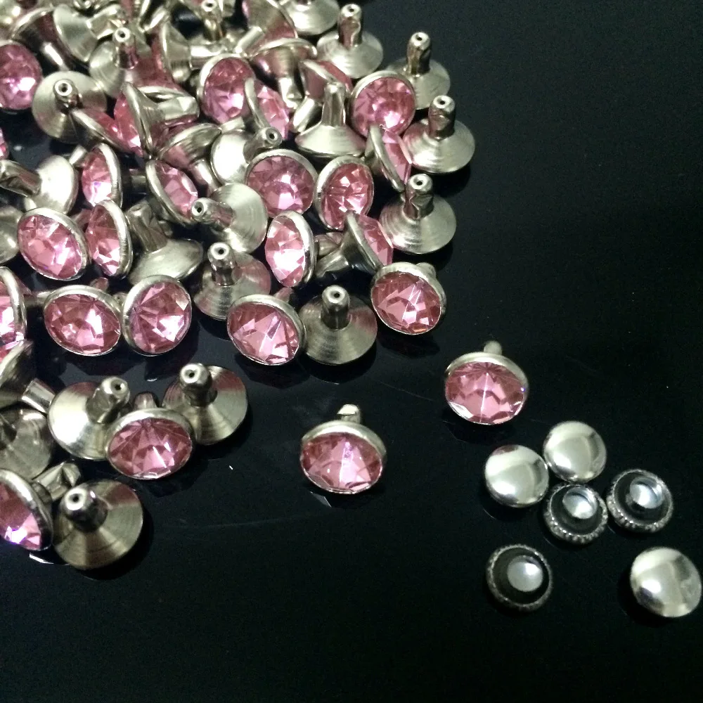 Новое поступление 100 Наборы для ухода за кожей 8 мм Светло розового цвета CZ Акриловые Кристаллы горный хрусталь Заклёпки быстрое серебро Nailhead Пятна шпильки DIY