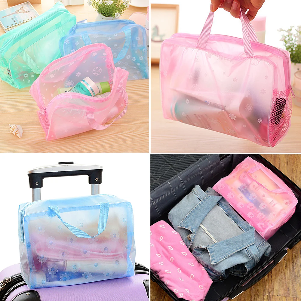 

Fashion Swimming Storage Storage Bag Travel Pocket Durable Toiletry Pouch Zipper Handheld Waterproof Floral Print Transparent