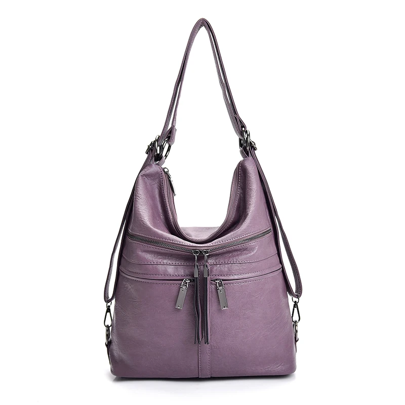 Vadim многофункциональные сумки женские сумки дизайнерские женские сумки через плечо женская сумка Большая вместительная кожаная сумка с верхней ручкой - Цвет: Purple