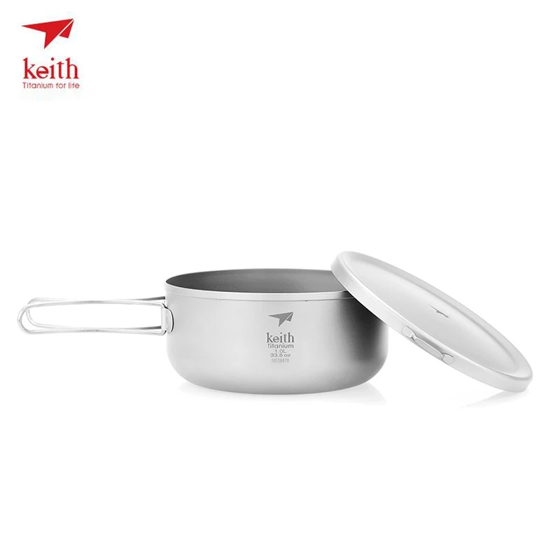 

Keith Titanium Bowl Folding Lunch Box Dinner Box With Cover Outdoor Camping Travel Hiking Cooking Bowls Big Capacity 1L Ti5328