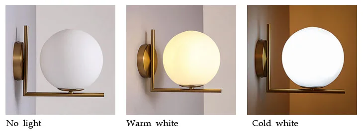 Современный nordic металл белый стеклянный шар Ретро Винтаж золотой настенный светильник E27 Лофт кафе спальня фойе
