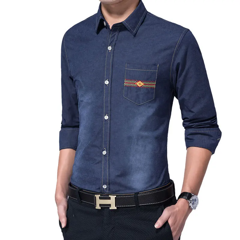 Весенние брендовые Для мужчин Рубашки для мальчиков Бизнес с длинным рукавом отложной воротник мужской рубашка Slim Fit однобортный Сорочки