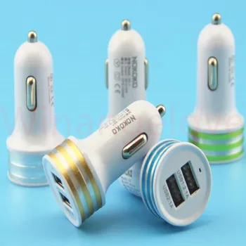 

1000pcs Aluminuim Metal USB Dual 2 Ports Car Charger Adapter AC Power for iPad for iPhone 4 5 6 for Samsung Mobile Phone
